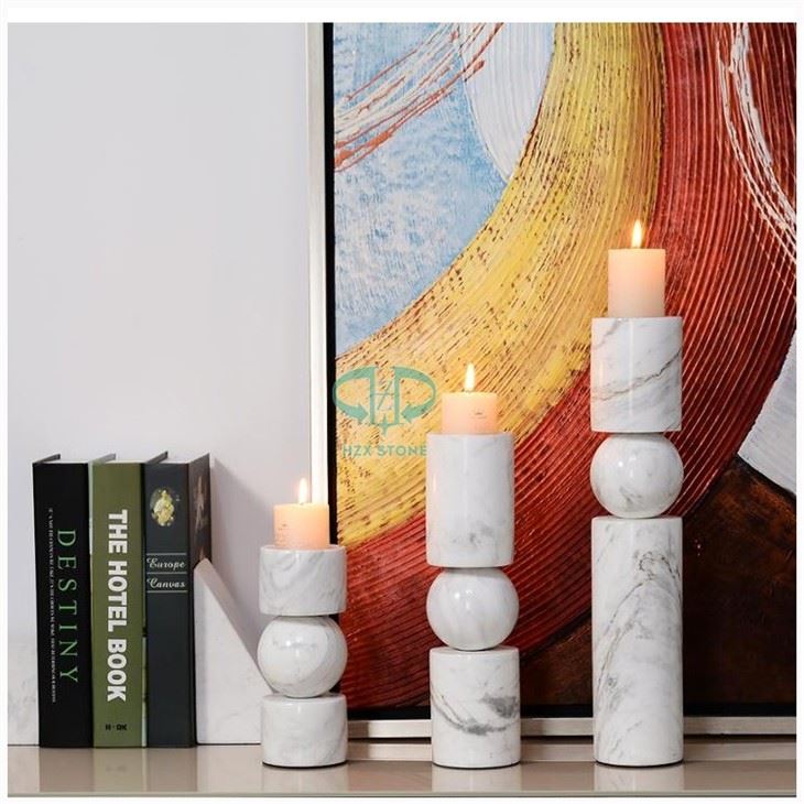 White Marble Candle 3 Tier Holder
