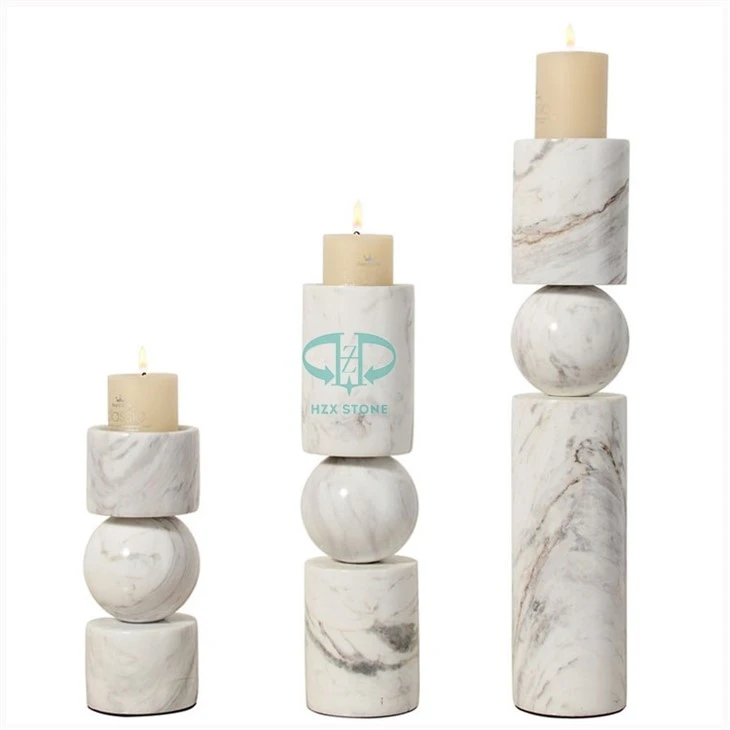 White Marble Candle Cylinder Holder